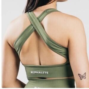 Alphalete Women's Vault Dusty Green Sports Bra Size Small